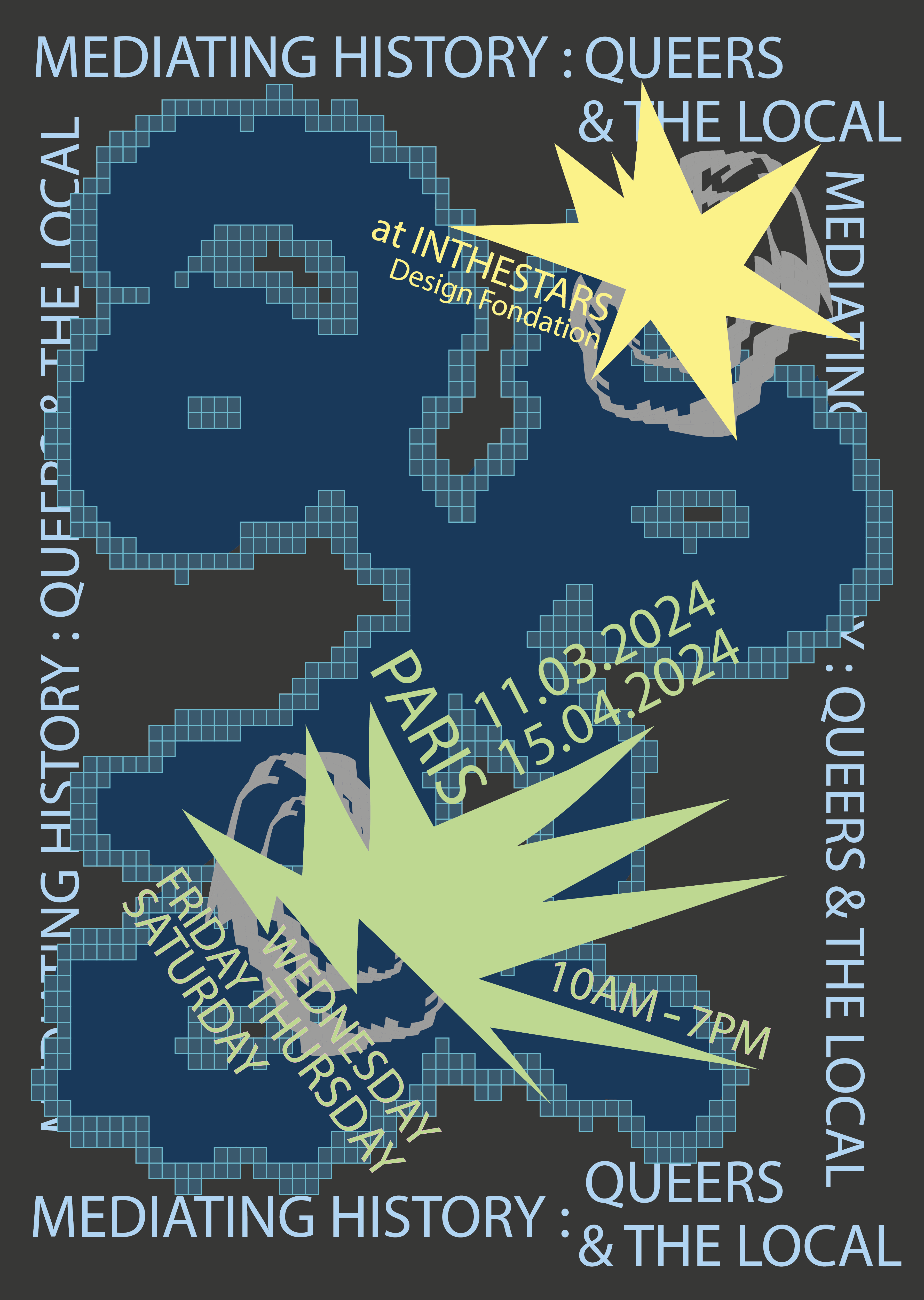 Affiche d'exposition imaginaire réalisé sur Illustrator, mettant en avant les objets précieux des personnes. Version violet et vert.